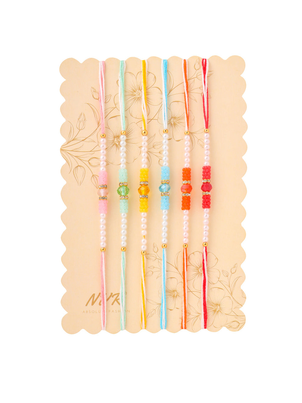NVR Men Set of 6 Multicolor Artificial Stones & Pearls Rakhi Combo - Distacart