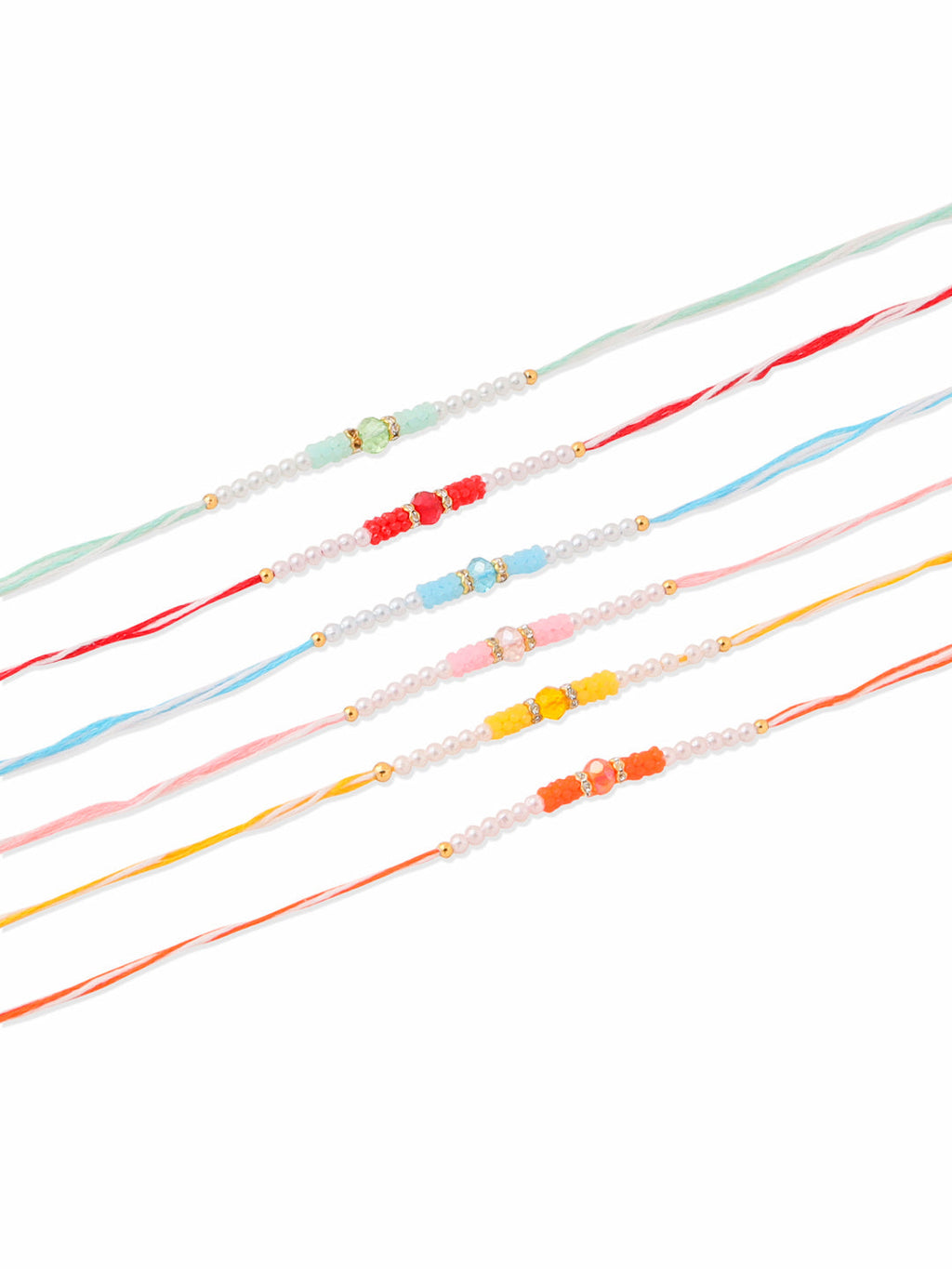 NVR Men Set of 6 Multicolor Artificial Stones & Pearls Rakhi Combo - Distacart