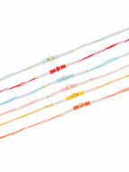 NVR Men Set of 6 Multicolor Artificial Stones & Pearls Rakhi with Roli Chawal Chandan & Mishri - Distacart