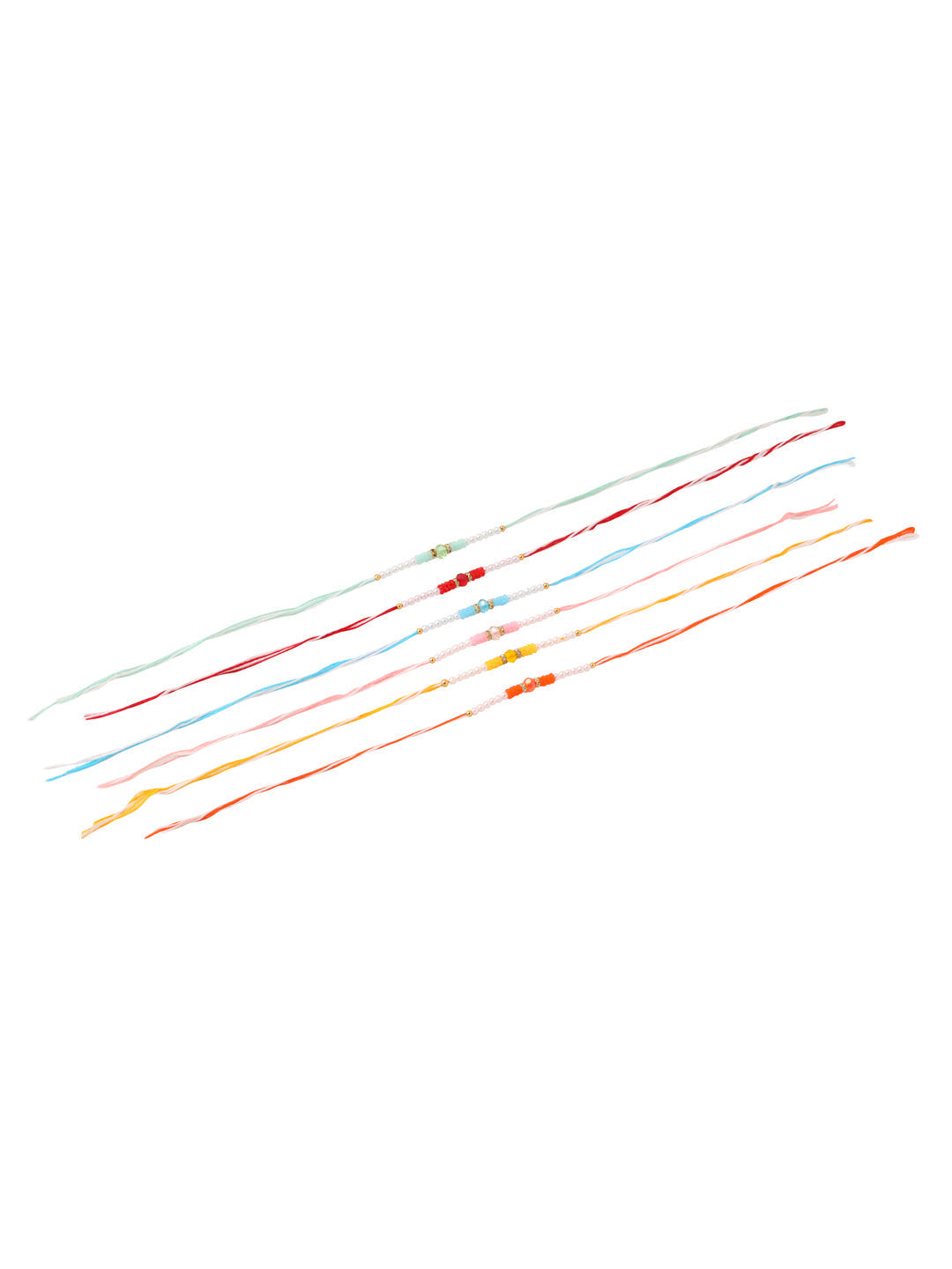 NVR Men Set of 6 Multicolor Artificial Stones & Pearls Rakhi with Roli Chawal Chandan & Mishri - Distacart