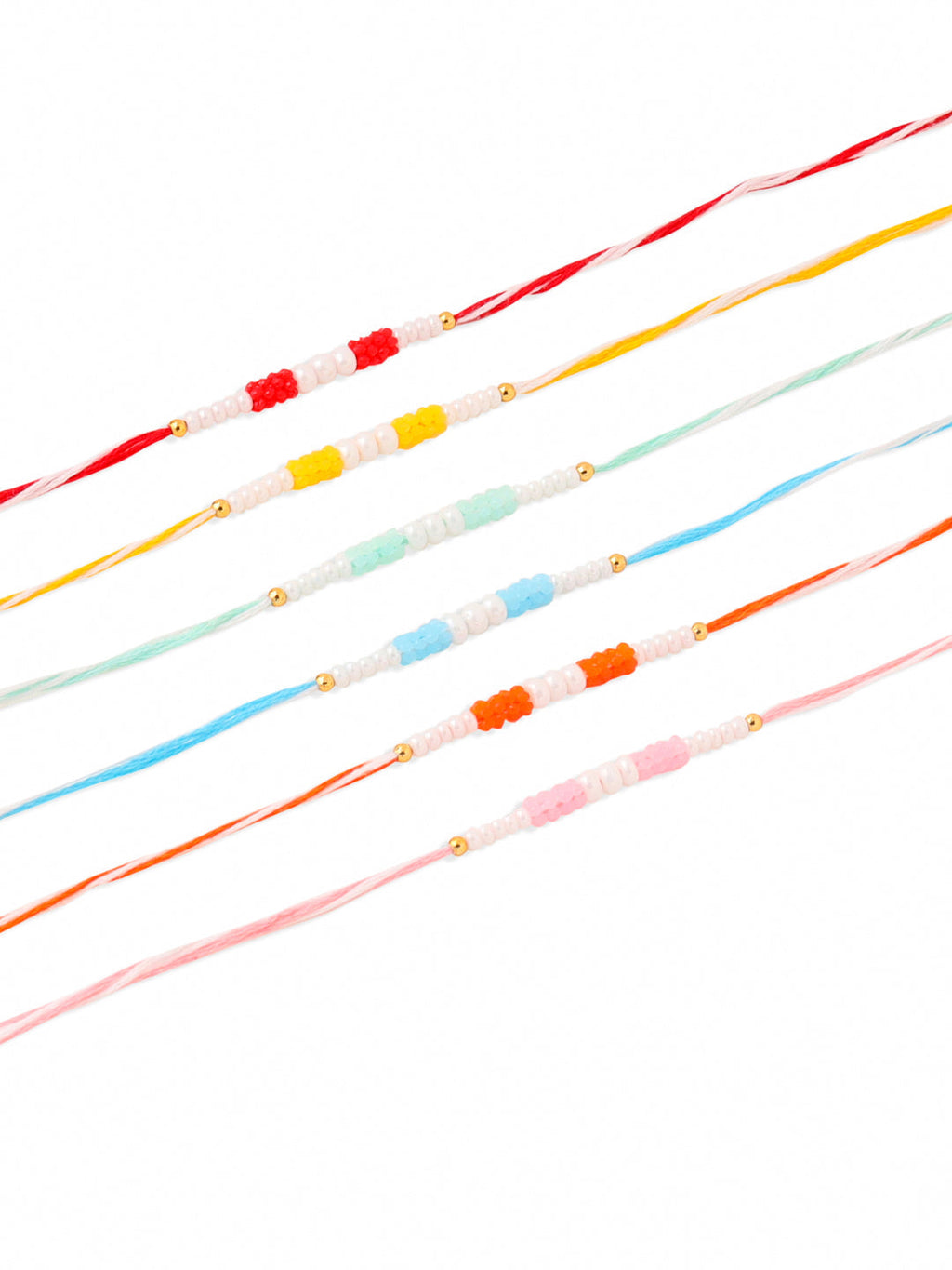 NVR Men Set of 6 Multicolor Pearls Thread Rakhi Combo, Rakshabandhan Combo - Distacart