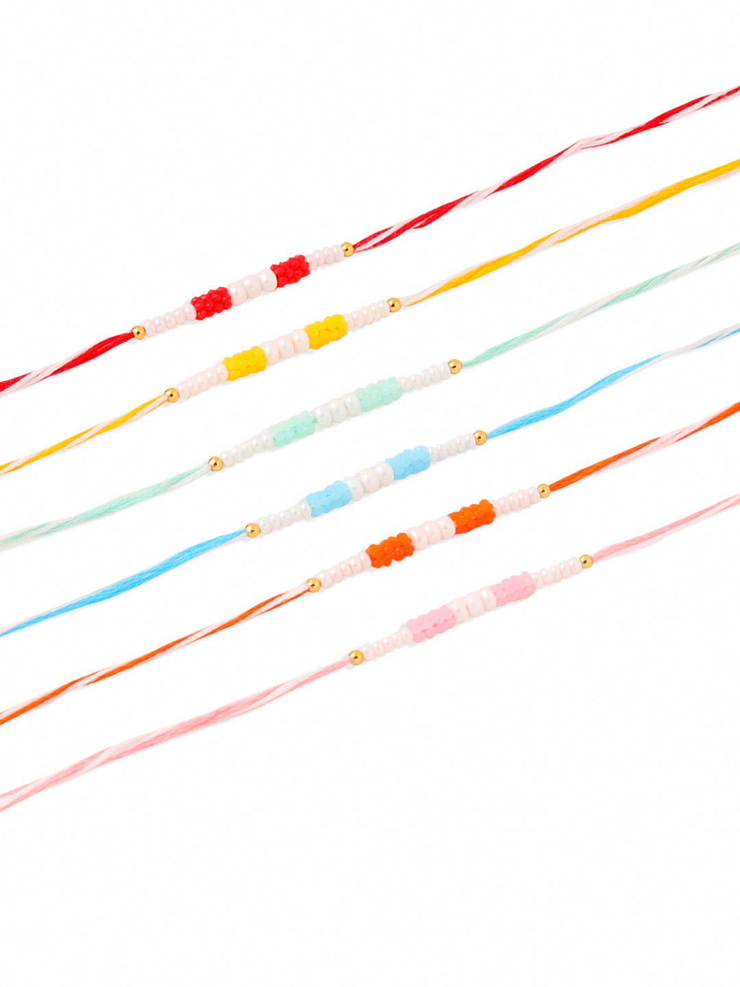 NVR Men Set of 6 Multicolor Pearls Thread Rakhi Combo, Rakshabandhan Combo - Distacart