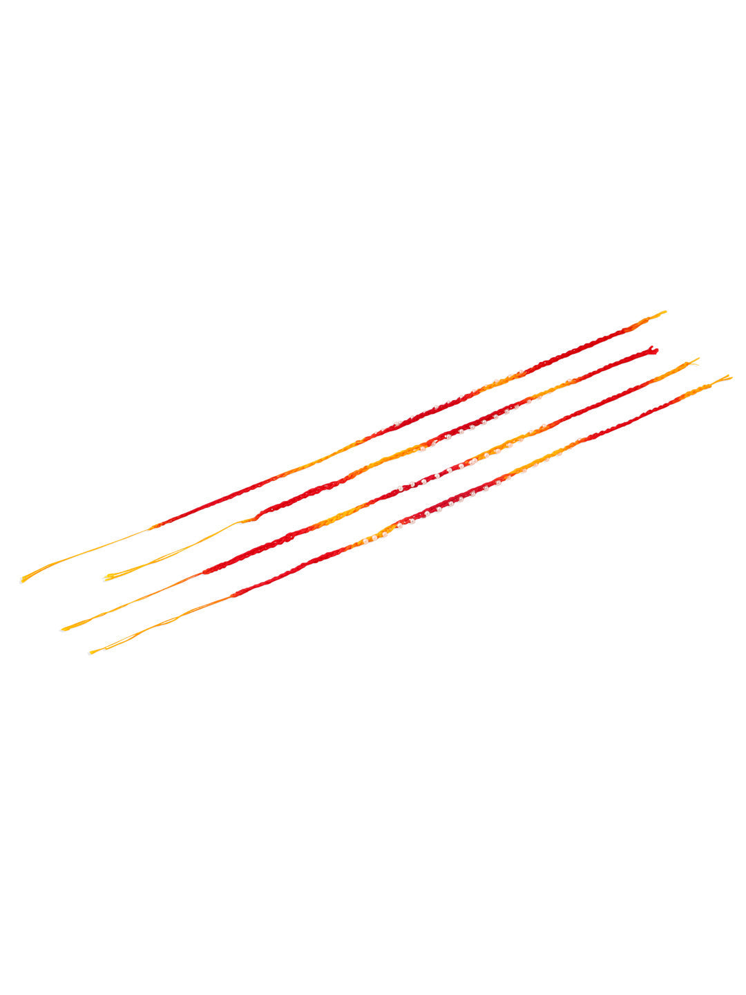 NVR Men Set of 4 Pearls Traditional Red Thread Rakhi with Roli Chawal Chandan & Mishri - Distacart