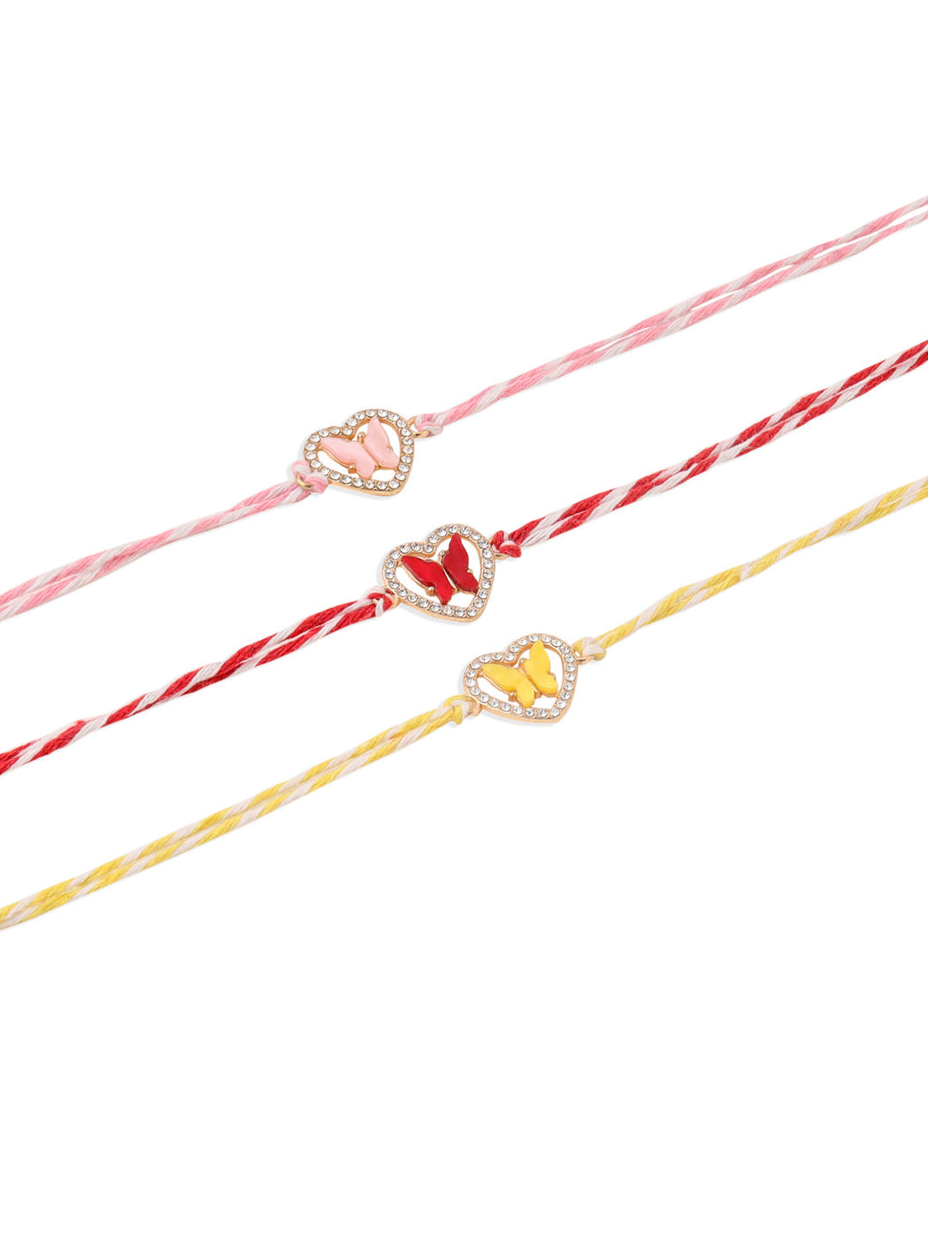 NVR Men Set of 3 Heart Shape Multicolor Artificial Stones Thread Rakhi Combo - Distacart