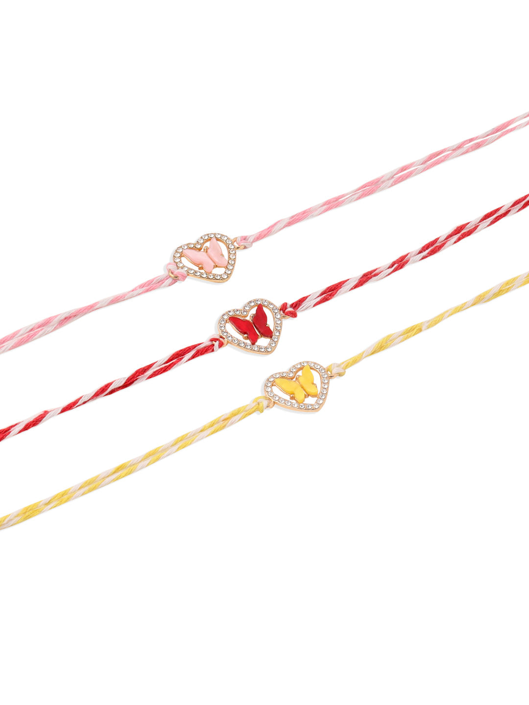NVR Men Set of 3 Heart Shape Multicolor Artificial Stones Thread Rakhi Combo - Distacart