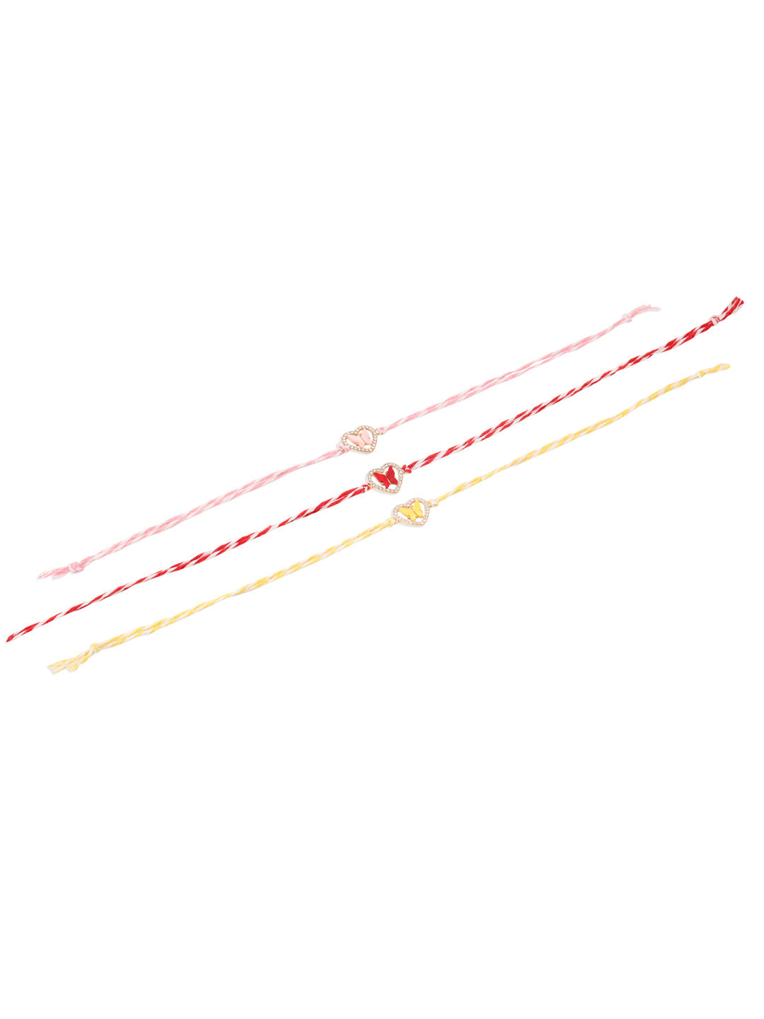 NVR Men Set of 3 Heart Shape Multicolor Artificial Stones Thread Rakhi Combo - Distacart