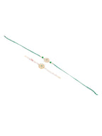 NVR Set of 2 Kundan Studded Floral Design Gold Toned Bhaiya Bhabhi Rakhi Combo - Distacart