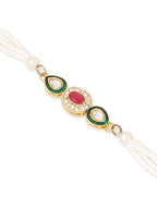 NVR Set of 2 Multicolor Oval Shape Kundan Studded & Beads Bhaiya Bhabhi Rakhi Combo - Distacart