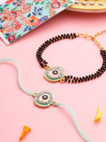 NVR Set of 2 Green Round Shape Artificial Stones Bhaiya Bhabhi Rakhi with Roli Chawal Chandan & Mishri - Distacart