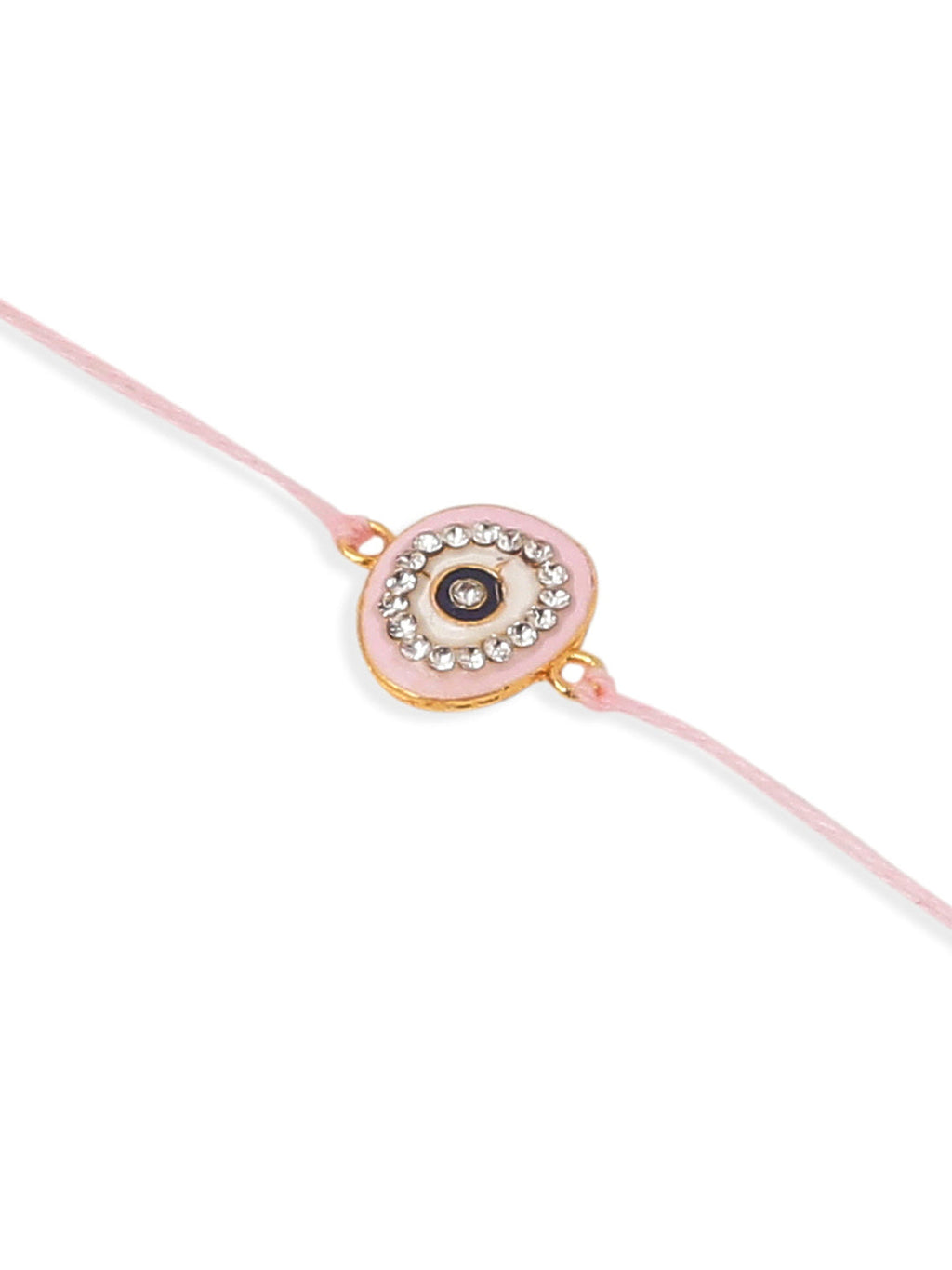 NVR Set of 2 Pink Round Shape Artificial Stones Bhaiya Bhabhi Rakhi Combo - Distacart