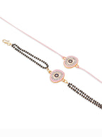 NVR Set of 2 Pink Round Shape Artificial Stones Bhaiya Bhabhi Rakhi Combo - Distacart