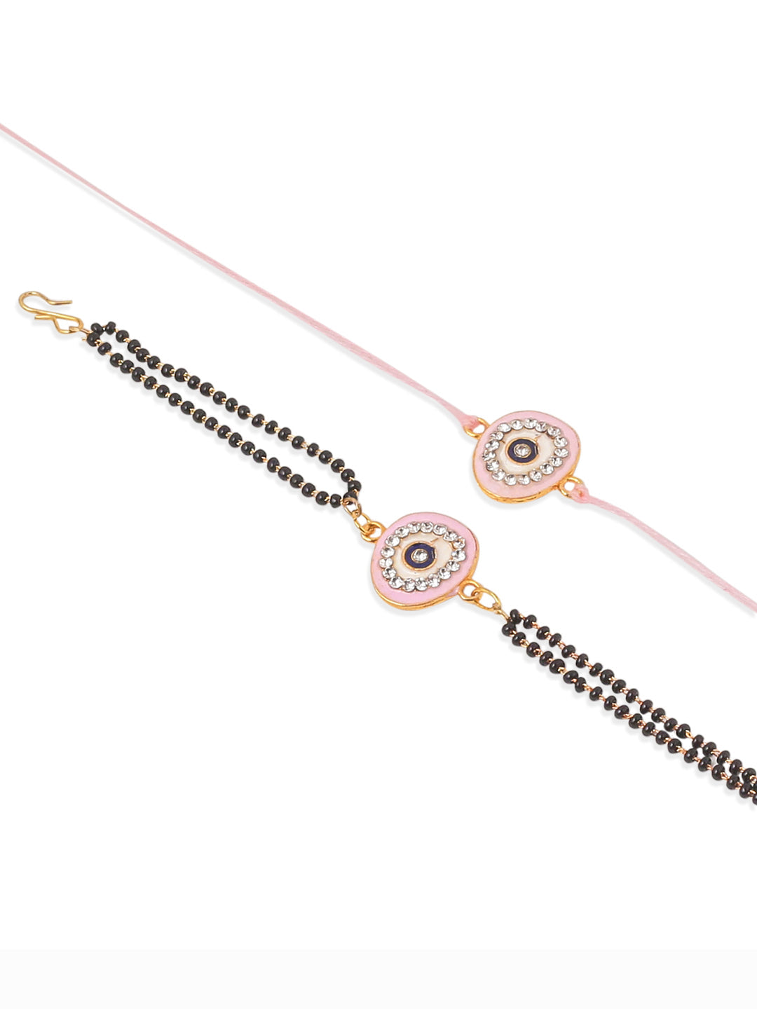 NVR Set of 2 Pink Round Shape Artificial Stones Bhaiya Bhabhi Rakhi Combo - Distacart