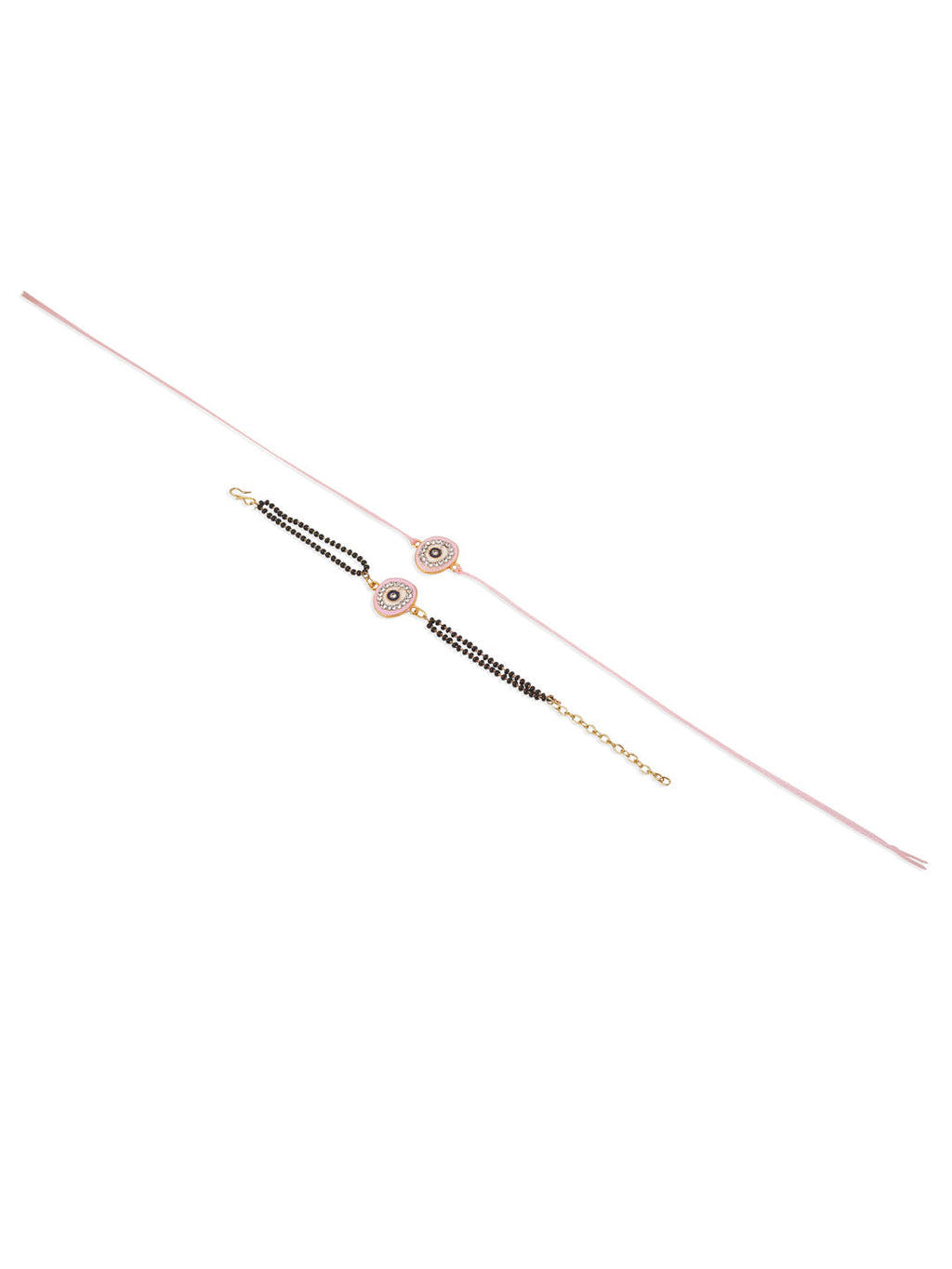 NVR Set of 2 Pink Round Shape Artificial Stones Bhaiya Bhabhi Rakhi Combo - Distacart