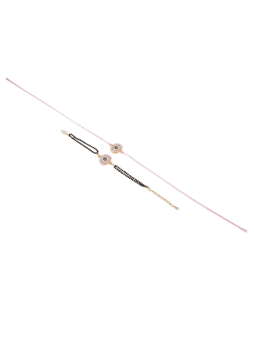 NVR Set of 2 Pink Round Shape Artificial Stones Bhaiya Bhabhi Rakhi Combo - Distacart