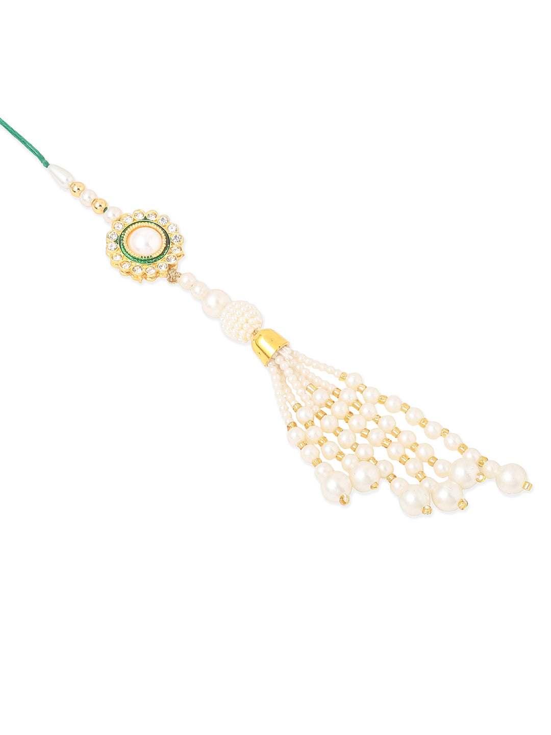 NVR Set of 2 White & Green Stone Studded Handcrafted Bhaiya Bhabhi Thread Rakhi Combo - Distacart