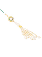 NVR Set of 2 White & Green Stone Studded Handcrafted Bhaiya Bhabhi Thread Rakhi with Roli Chawal Chandan & Mishri - Distacart
