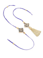 NVR Set of 2 Handmade Blue Kundan Studded Bhaiya Bhabhi Rakhi Set, Combo for Rakshabandhan - Distacart