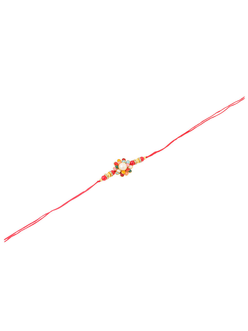 NVR Men Multicolor Beads & Pearls Floral Design Thread Rakhi Roli Chawal Chandan & Mishri - Distacart