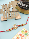 NVR Men's Red Kundan Studded Floral Design Thread Rakhi, Combo for Rakshabandhan - Distacart