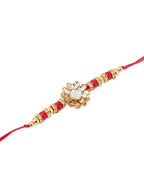 NVR Men's Red Kundan Studded Floral Design Thread Rakhi, Combo for Rakshabandhan - Distacart
