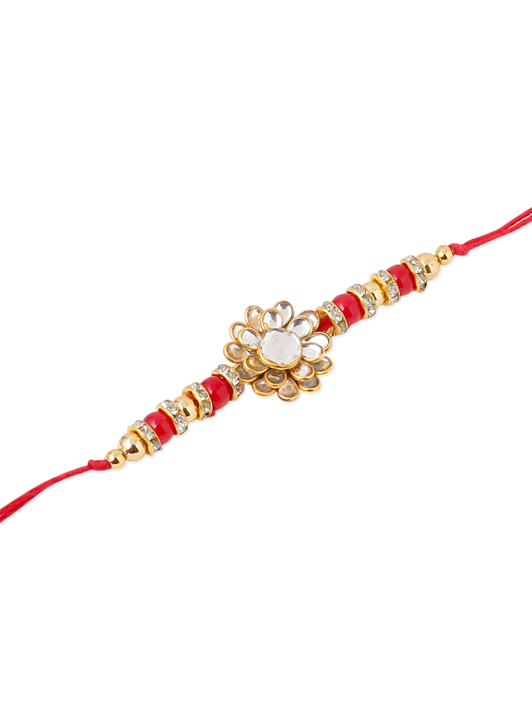 NVR Men's Red Kundan Studded Floral Design Thread Rakhi, Combo for Rakshabandhan - Distacart