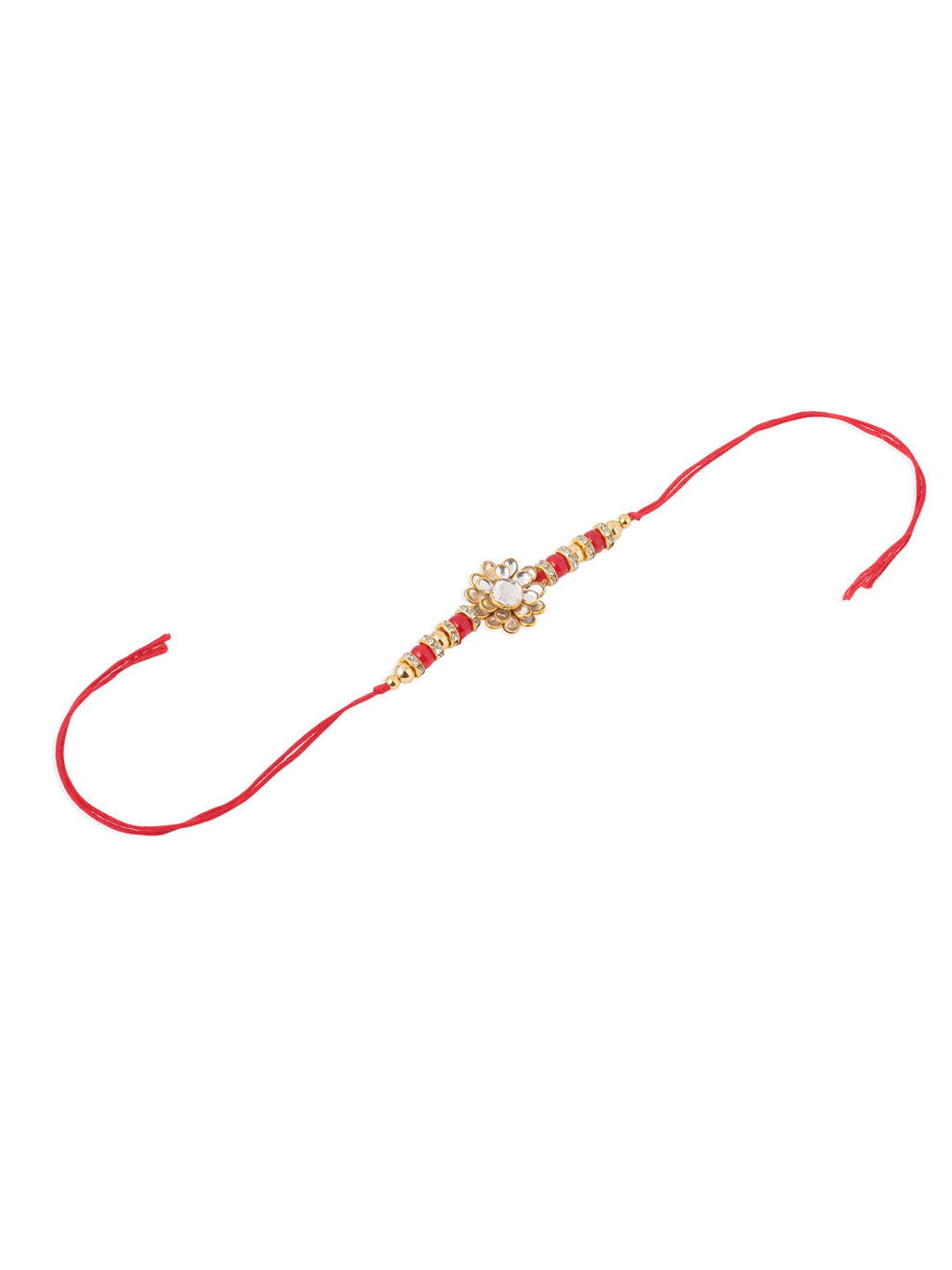 NVR Men's Red Kundan Studded Floral Design Thread Rakhi, Combo for Rakshabandhan - Distacart