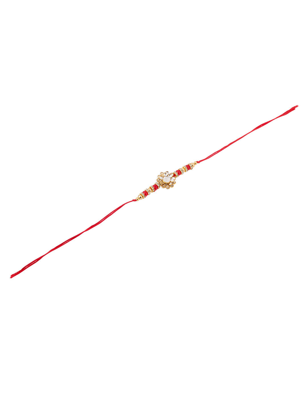 NVR Men's Red Kundan Studded Floral Design Thread Rakhi, Combo for Rakshabandhan - Distacart
