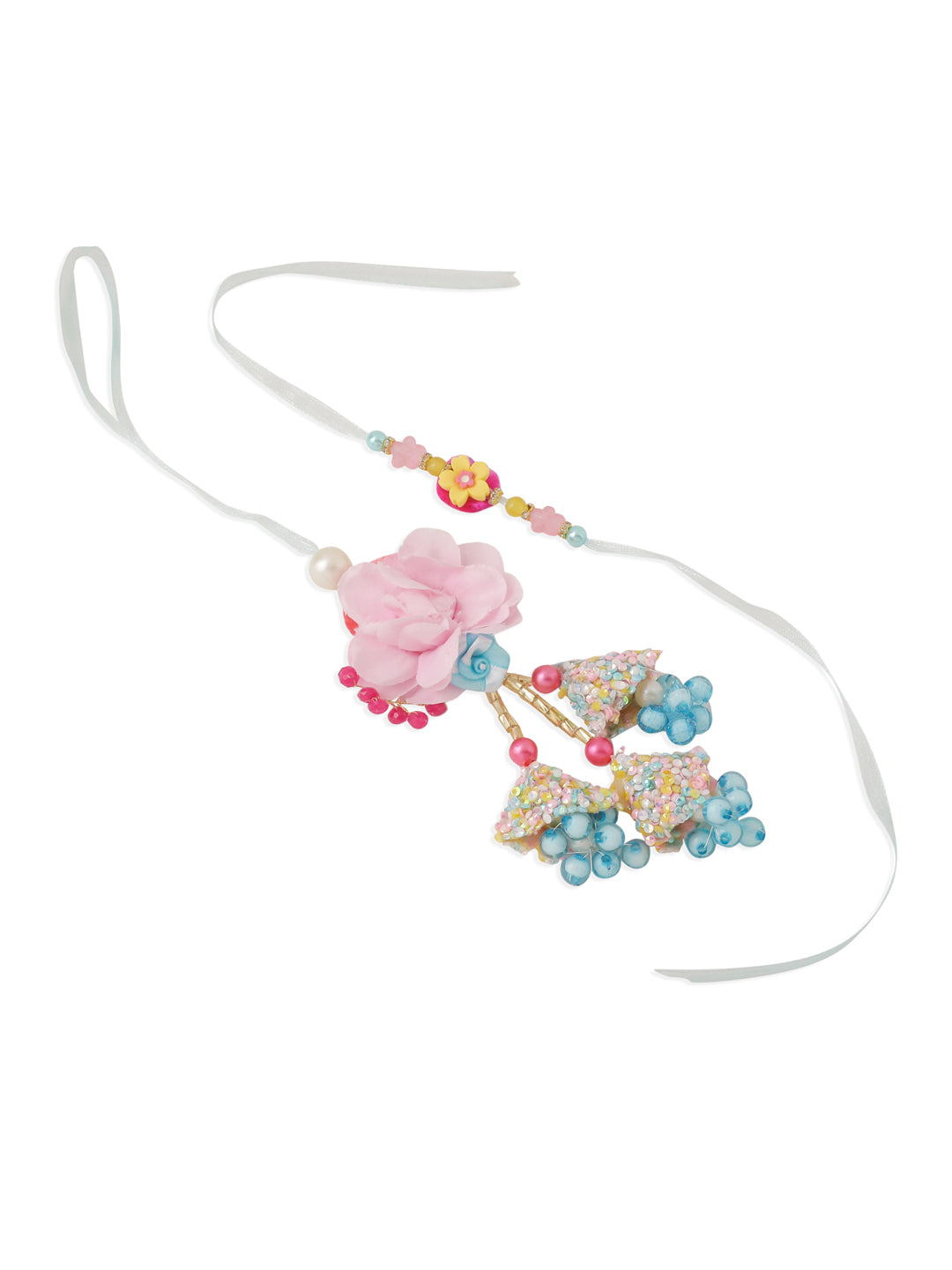 NVR Set of 2 Multicolor Artificial Beads Floral Design Bhaiya Bhabhi Rakhi Combo - Distacart