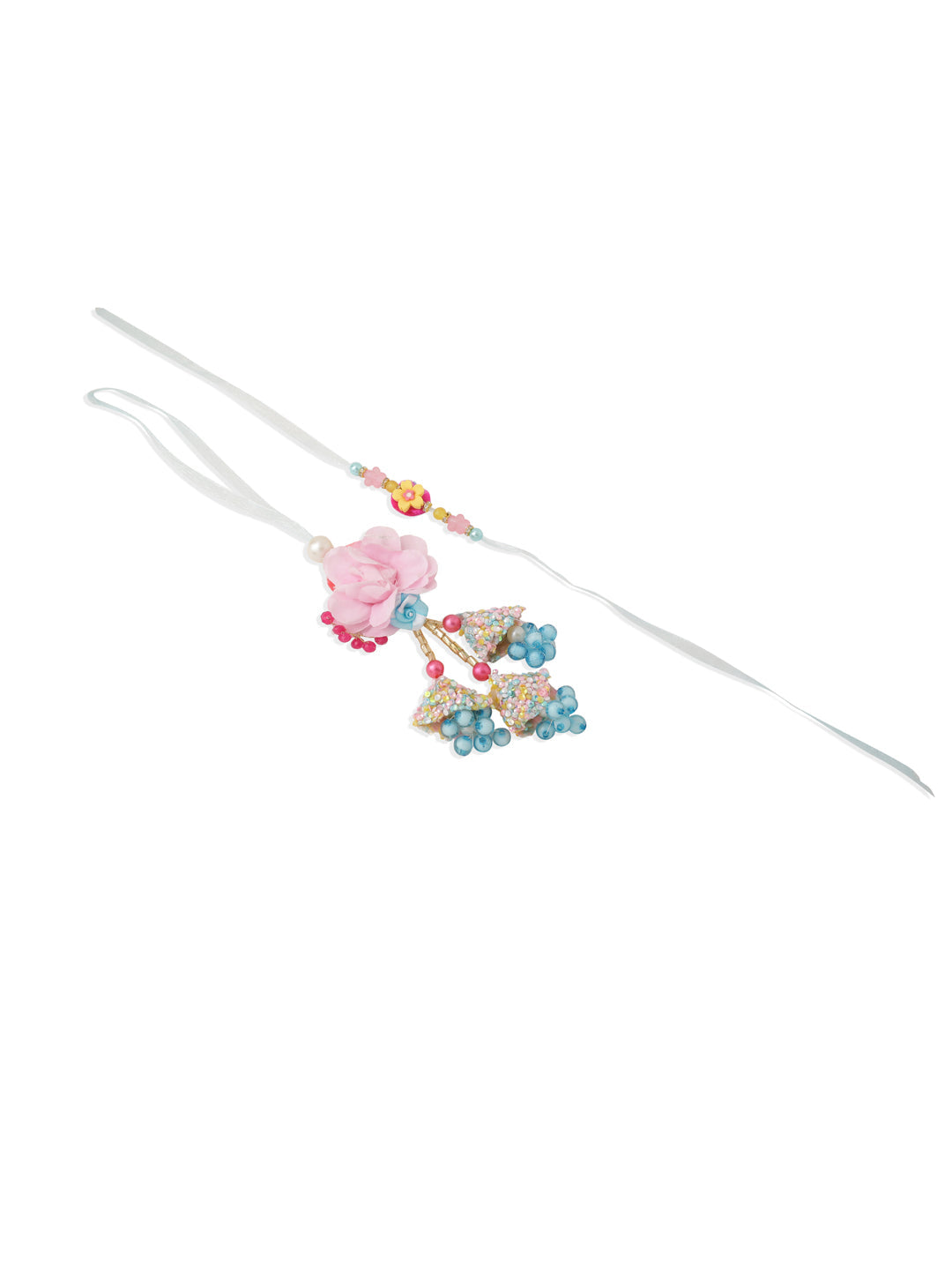 NVR Set of 2 Multicolor Artificial Beads Floral Design Bhaiya Bhabhi Rakhi Combo - Distacart