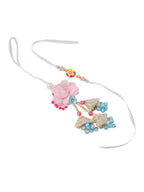NVR Set of 2 Multicolor Artificial Beads Floral Design Bhaiya Bhabhi Rakhi with Roli Chawal Chandan & Mishri - Distacart