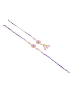 NVR Set of 2 Purple Artificial Stones & Beads Floral Design Thread Bhaiya Bhabhi Rakhi Combo - Distacart