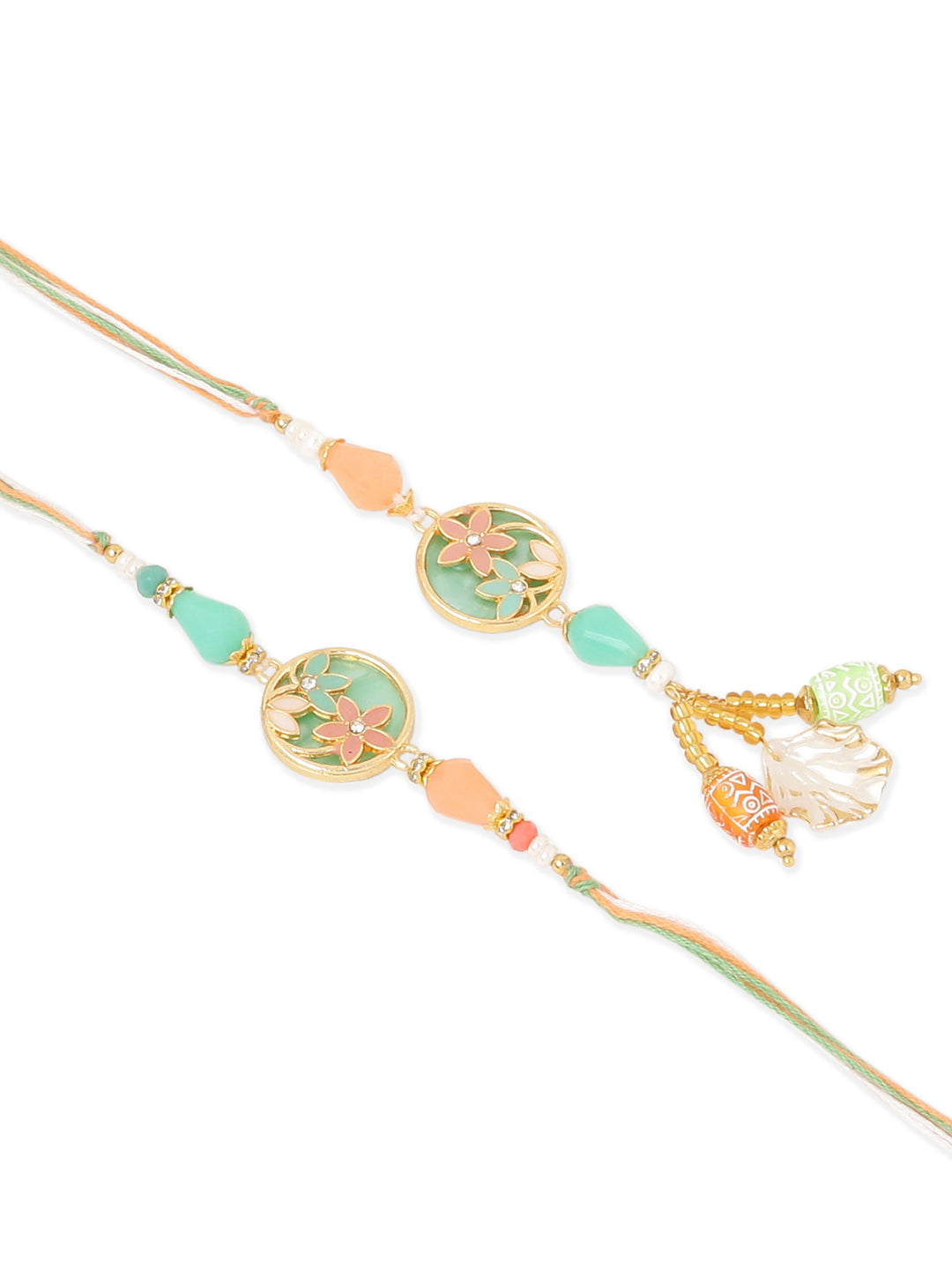 NVR Set of 2 Multicolor Artificial Beads Traditional Bhaiya Bhabhi Pair Rakhi Combo - Distacart