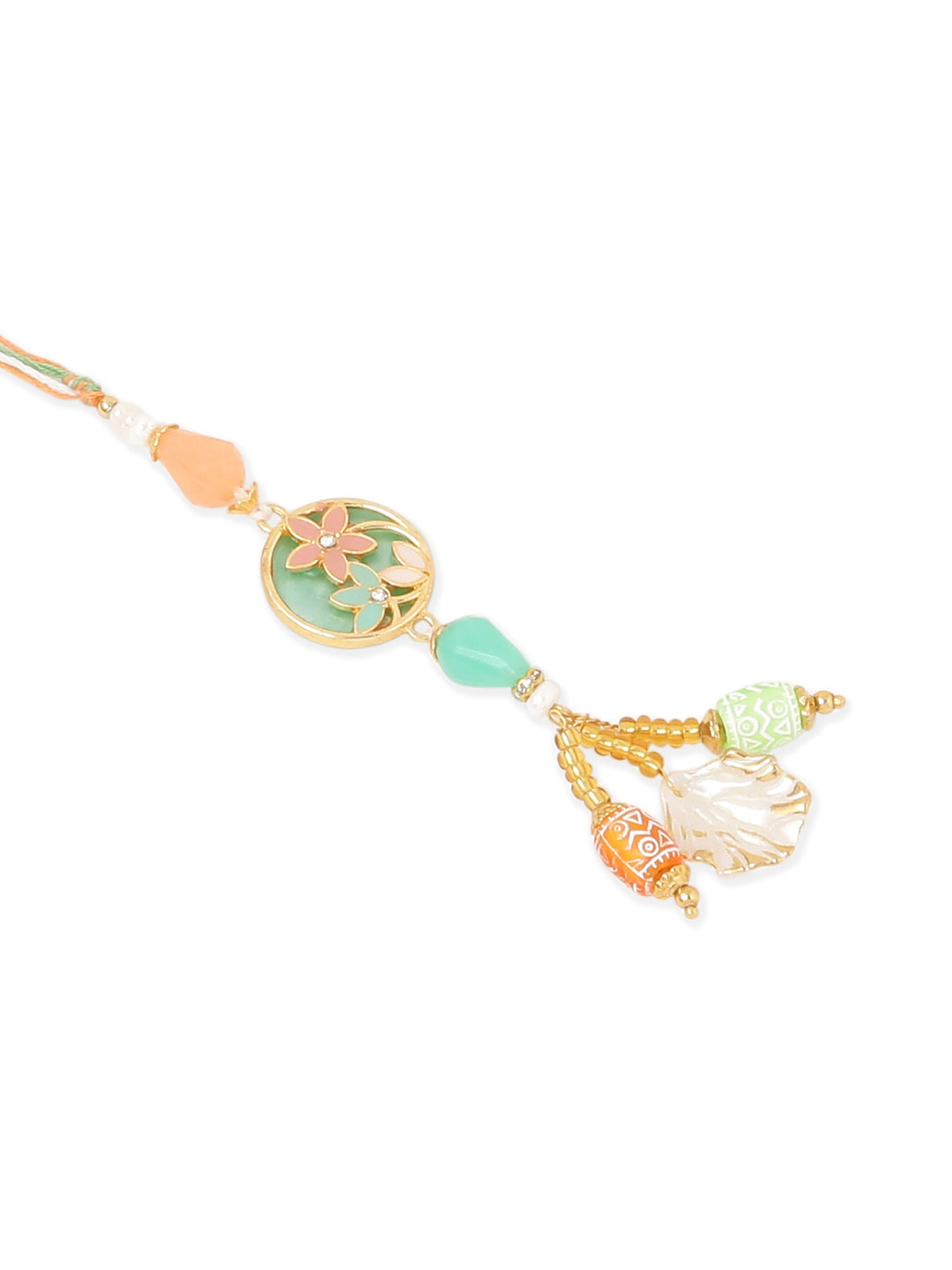 NVR Set of 2 Multicolor Artificial Beads Traditional Bhaiya Bhabhi Pair Rakhi Combo - Distacart