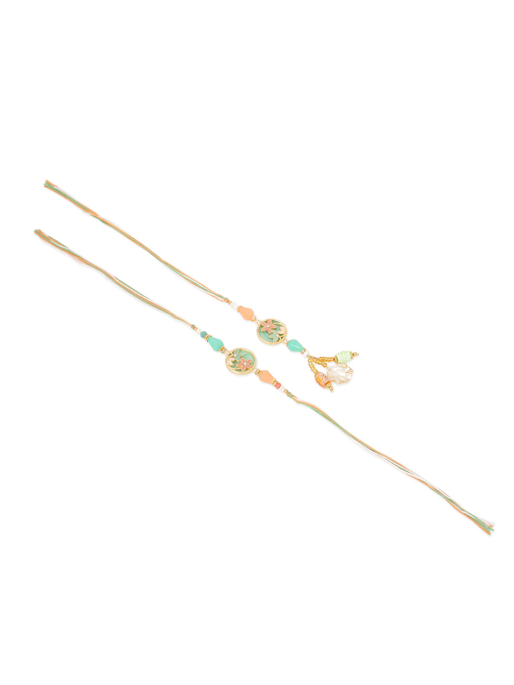 NVR Set of 2 Multicolor Artificial Beads Traditional Bhaiya Bhabhi Pair Rakhi Combo - Distacart