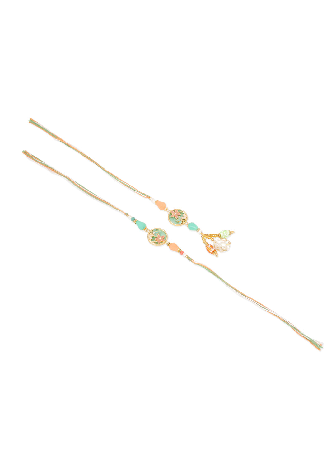 NVR Set of 2 Multicolor Artificial Beads Traditional Bhaiya Bhabhi Pair Rakhi Combo - Distacart