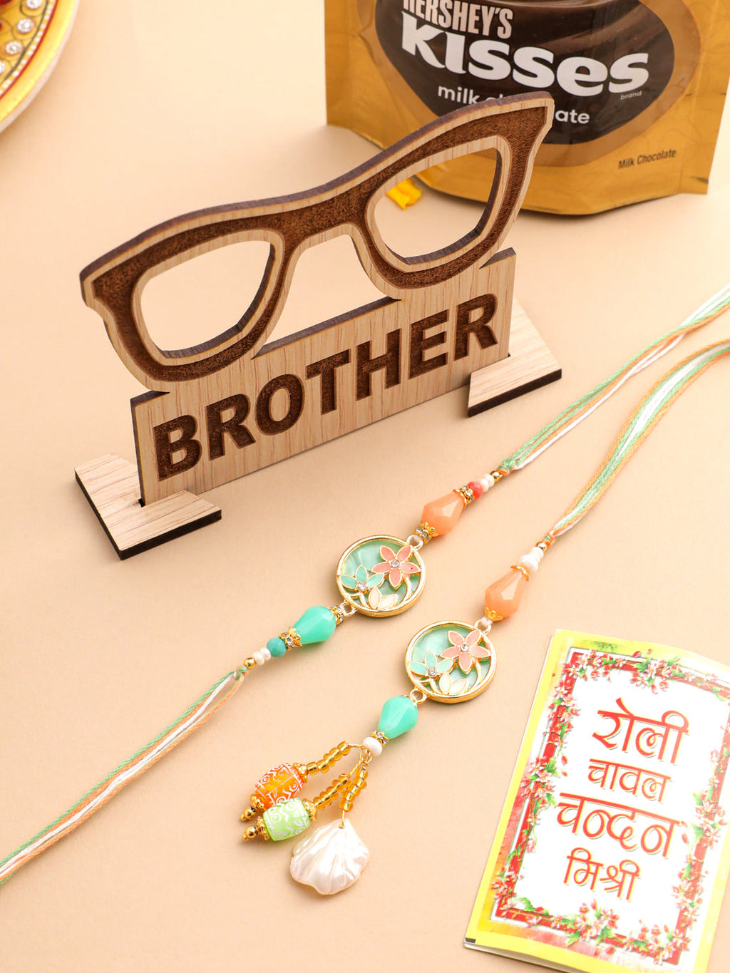 NVR Set of 2 Multicolor Artificial Beads Traditional Bhaiya Bhabhi Pair Rakhi Combo - Distacart