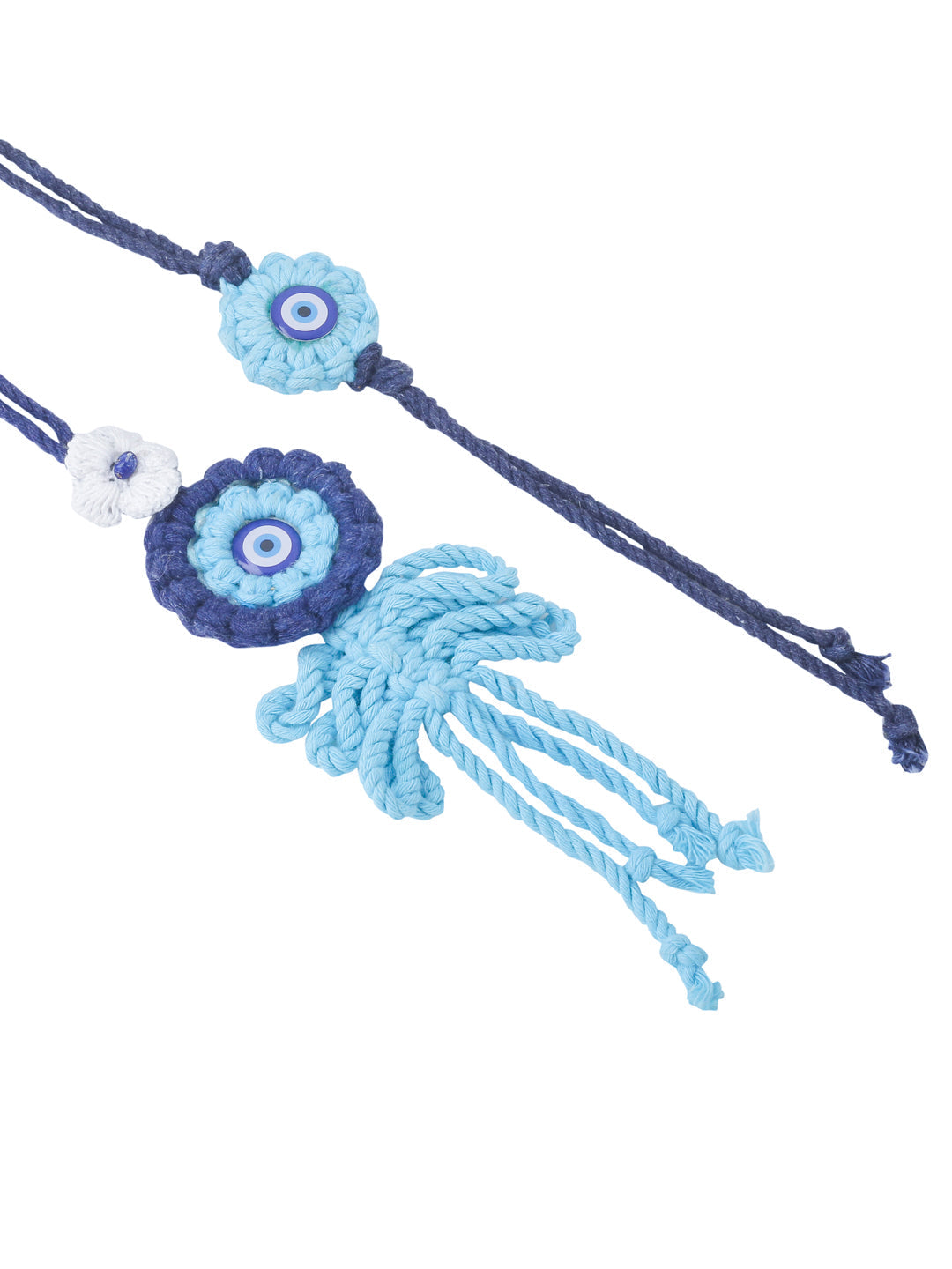 NVR Set of 2 Blue Evil Eye Floral Style Bhaiya Bhabhi Rakhi Set, Combo for Rakshabandhan - Distacart