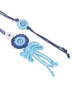 NVR Set of 2 Blue Evil Eye Floral Bhaiya Bhabhi Rakhi With Roli Chawal Chandan & Mishri - Distacart
