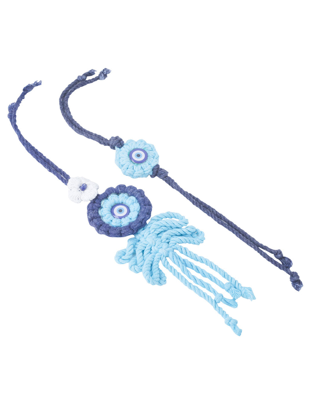 NVR Set of 2 Blue Evil Eye Floral Bhaiya Bhabhi Rakhi With Roli Chawal Chandan & Mishri - Distacart
