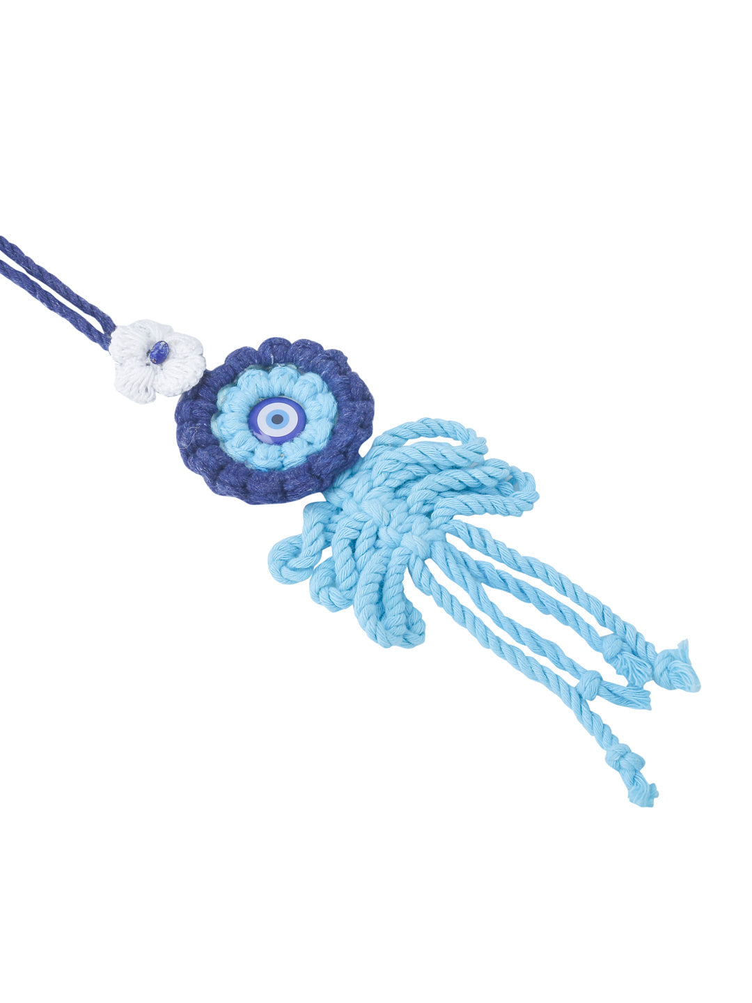 NVR Set of 2 Blue Evil Eye Floral Bhaiya Bhabhi Rakhi With Roli Chawal Chandan & Mishri - Distacart