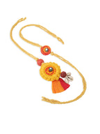 NVR Set of 2 Yellow Sea Shell Round Floral Design Bhaiya Bhabhi Rakhi Combo - Distacart