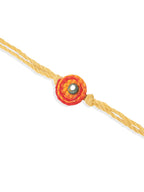 NVR Set of 2 Yellow Sea Shell Round Floral Design Bhaiya Bhabhi Rakhi Combo - Distacart