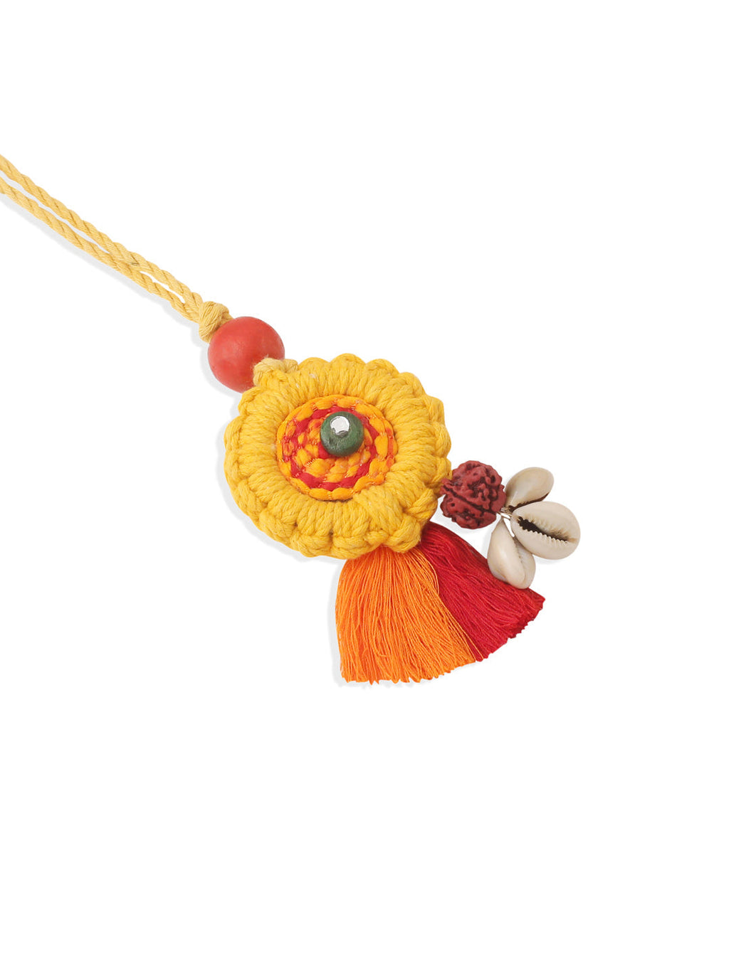 NVR Set of 2 Yellow Sea Shell Round Floral Design Bhaiya Bhabhi Rakhi Combo - Distacart