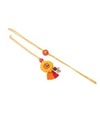 NVR Set of 2 Yellow Sea Shell Round Floral Design Bhaiya Bhabhi Rakhi Combo - Distacart