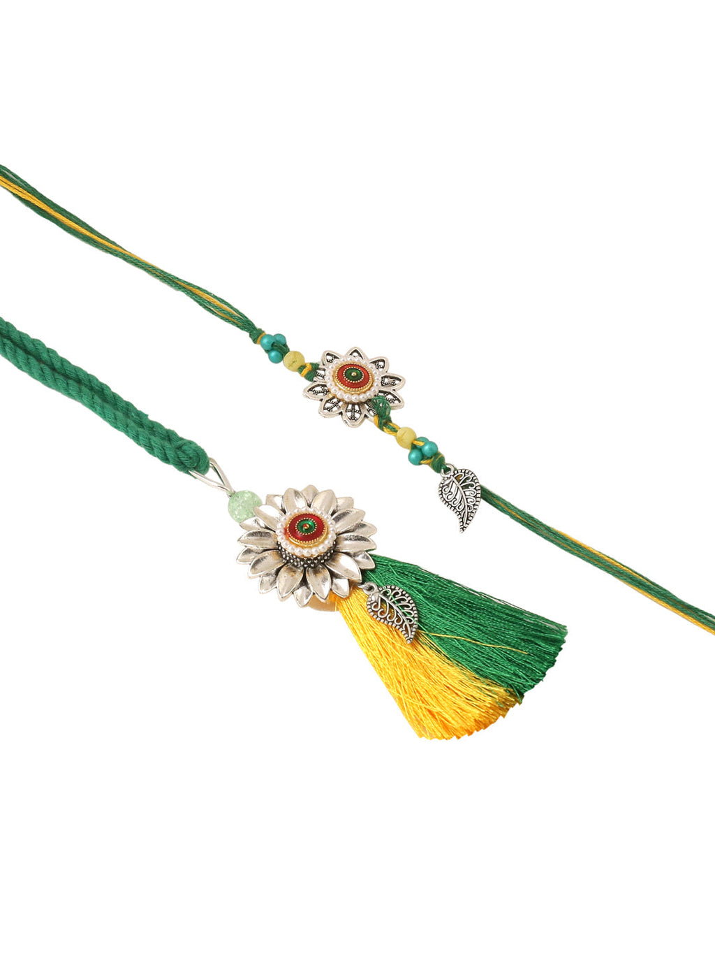 NVR Set of 2 Green Pearls Bhaiya Bhabhi Thread Rakhi, Combo for Rakshabandhan - Distacart