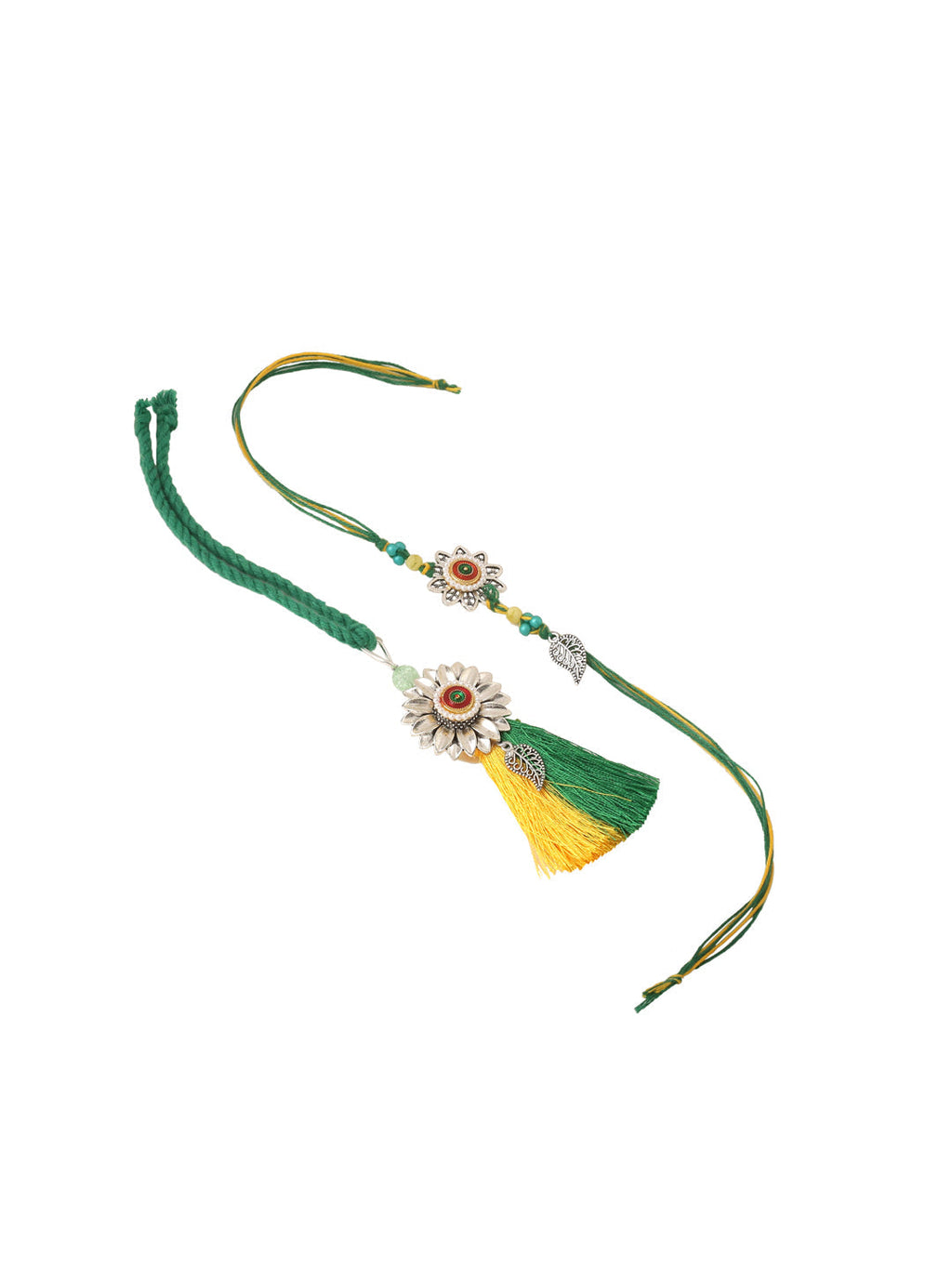 NVR Set of 2 Green Pearls Bhaiya Bhabhi Thread Rakhi, Combo for Rakshabandhan - Distacart
