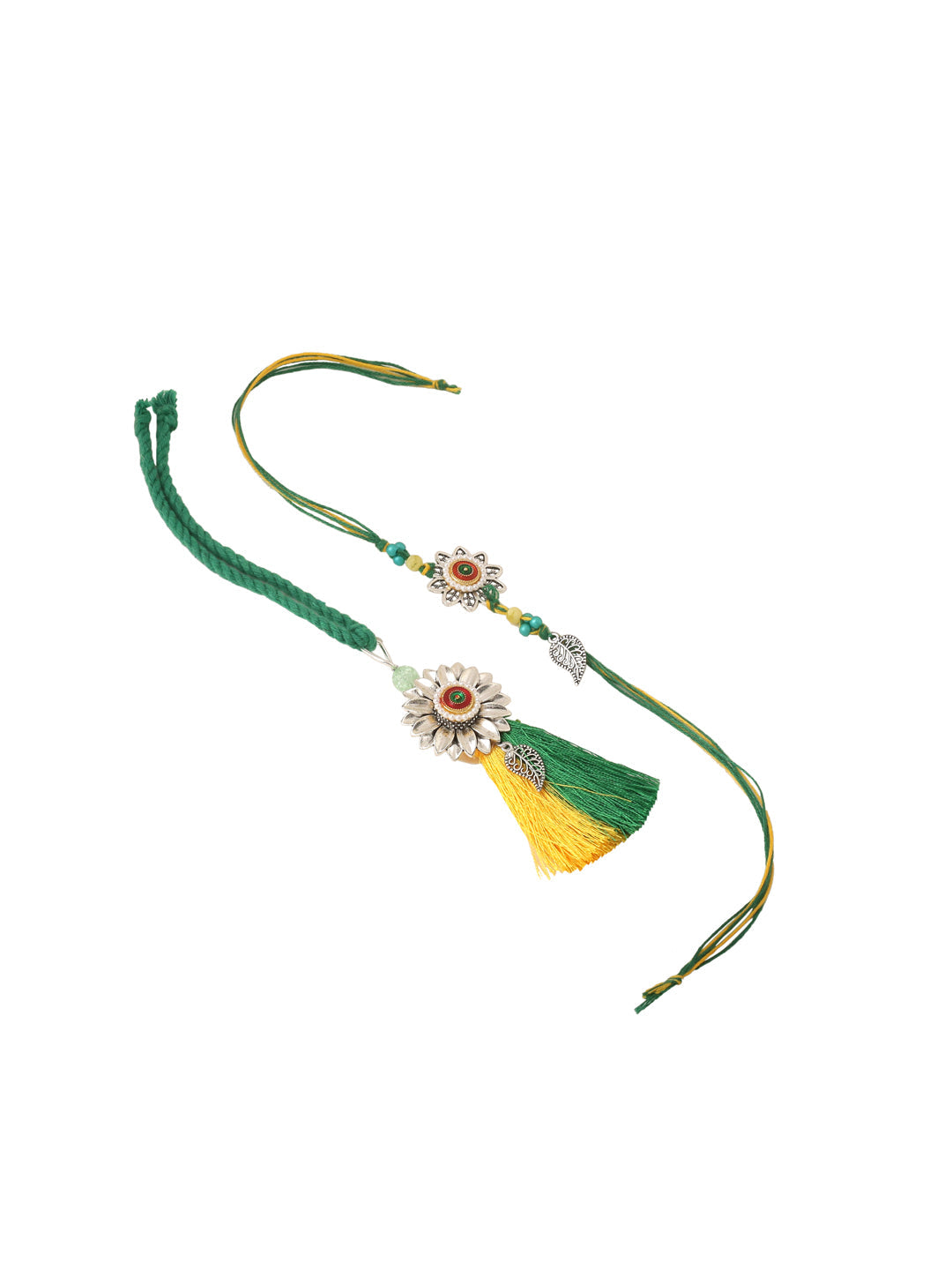 NVR Set of 2 Green Pearls Bhaiya Bhabhi Thread Rakhi, Combo for Rakshabandhan - Distacart