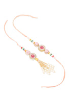 NVR Set of 2 Multicolor Artificial Stones & Beads Round Floral Bhaiya Bhabhi Rakhi Combo - Distacart