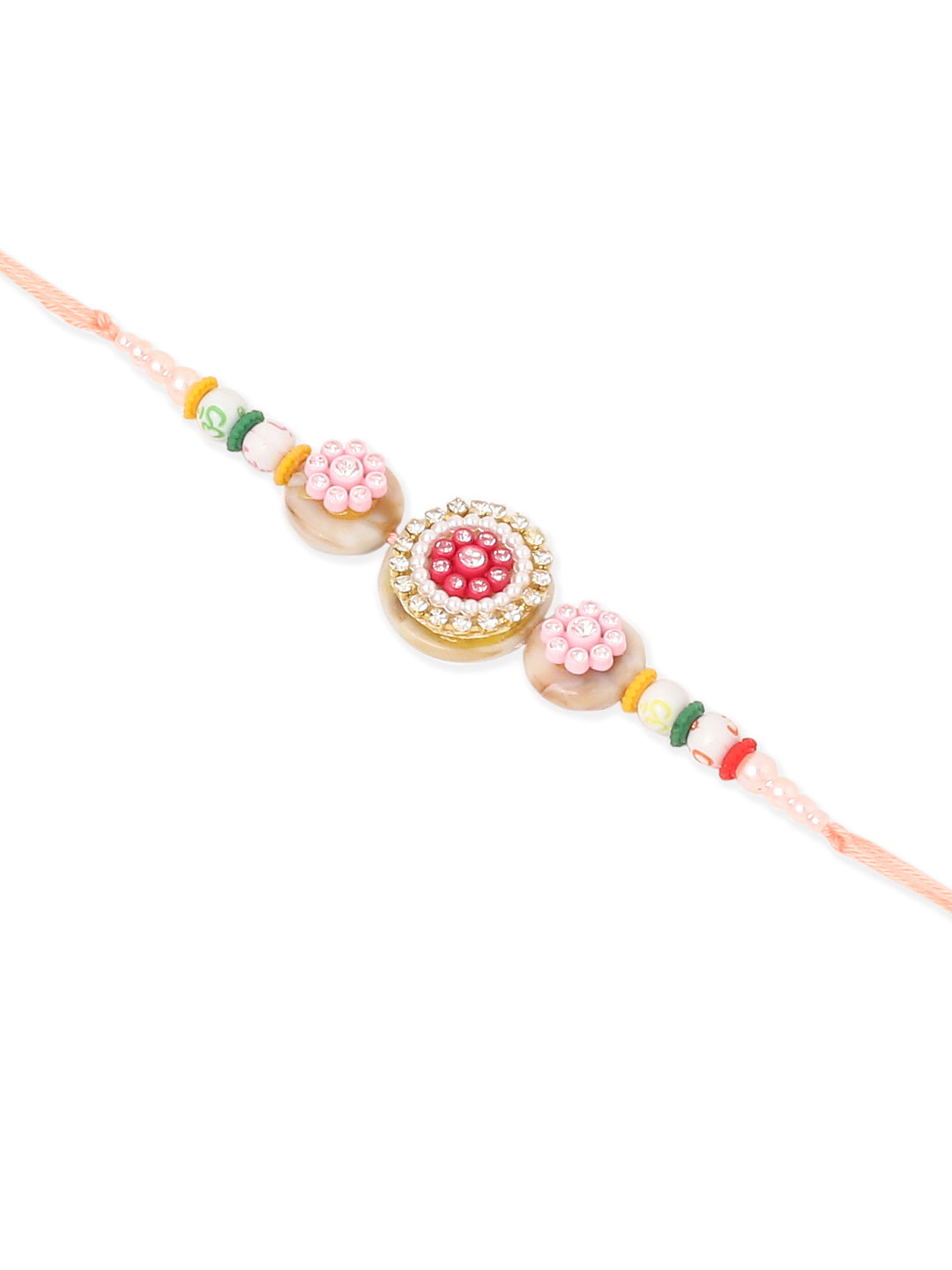 NVR Set of 2 Multicolor Artificial Stones & Beads Round Floral Bhaiya Bhabhi Rakhi Combo - Distacart