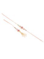 NVR Set of 2 Multicolor Artificial Stones & Beads Round Floral Bhaiya Bhabhi Rakhi Combo - Distacart